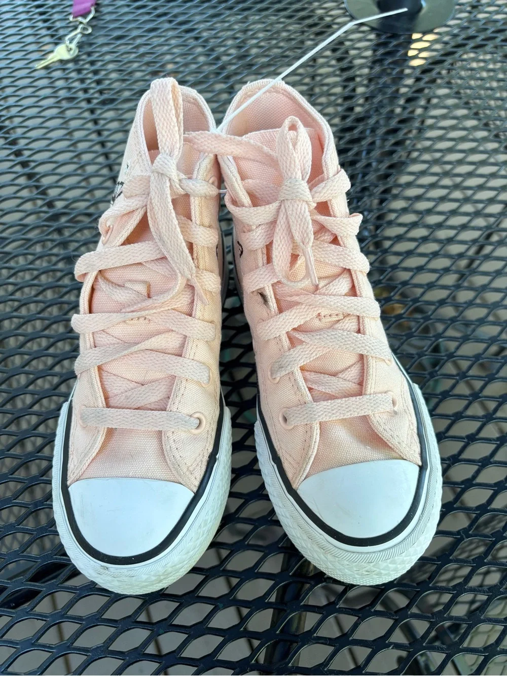 Kids Converse Soft Peach Butterfly High-Top Canvas Sneakers size 13